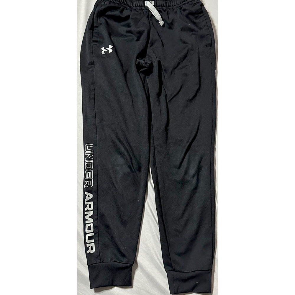 Under Armour Boys Black Logo Jogger Pants Loose Fit Size Youth Medium YMD